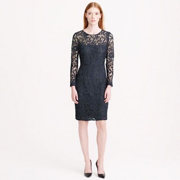 J.Crew Floral Lace Shift Dress in black size US2 - Picture 1 of 7
